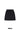 Woman wearing a black minimalist mini skirt that falls mid-thigh, standing confidently. The skirt has a simple, yet elegant design with clean lines and no visible embellishments. She pairs the skirt with a tucked-in white blouse and black pumps for a sophisticated look